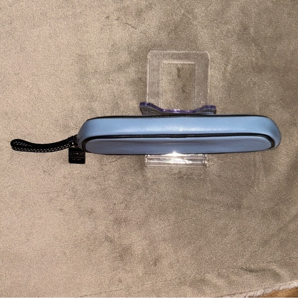 Coach Y2K Soft Leather Eyeglass Case in Glacier Blue and black trim - Picture 10 of 10